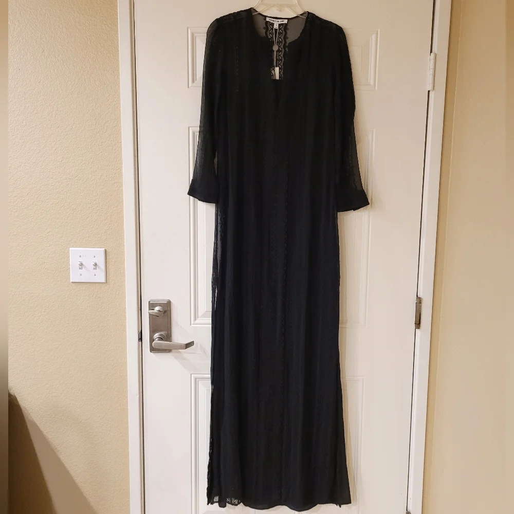 Elizabeth & James Black Embroidered Silk Georgette Mia Maxi Dress - Picture 2 of 11